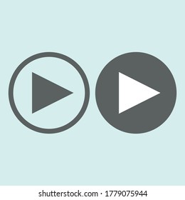 Icono del botón Reproducir en estilo plano de moda aislado en fondo gris. Reproducir símbolo para el diseño de tu sitio web, logotipo, aplicación, interfaz de usuario. Ilustración del vector