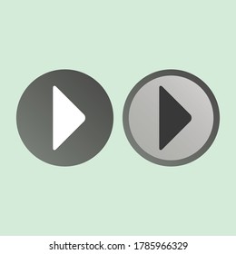 Icono del botón Reproducir en estilo plano de moda aislado en fondo gris. Reproducir símbolo para el diseño de tu sitio web, logotipo, aplicación, interfaz de usuario. Ilustración del vector