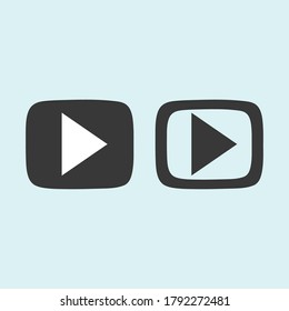 Icono del botón Reproducir en estilo plano de moda aislado en fondo gris. Reproducir símbolo para el diseño de tu sitio web, logotipo, aplicación, interfaz de usuario. Ilustración del vector