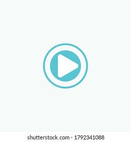 Icono del botón Reproducir en estilo plano de moda aislado en fondo gris. Reproducir símbolo para el diseño de tu sitio web, logotipo, aplicación, interfaz de usuario. Ilustración del vector