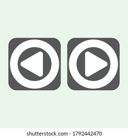 Icono del botón Reproducir en estilo plano de moda aislado en fondo gris. Reproducir símbolo para el diseño de tu sitio web, logotipo, aplicación, interfaz de usuario. Ilustración del vector