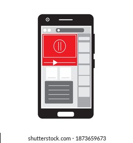 Icono del botón Reproducir en estilo plano de moda aislado en fondo gris. Reproducir símbolo para el diseño de tu sitio web, logotipo, aplicación, interfaz de usuario. Ilustración del vector, EPS10. 