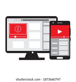 Play button icon in trendy flat style isolated on grey background. Play symbol for your web site design, logo, app, UI. Vector illustration, EPS10