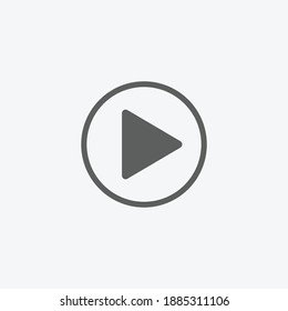 Icono del botón Reproducir en estilo plano de moda aislado en fondo gris. Reproducir símbolo para el diseño de tu sitio web, logotipo, aplicación, interfaz de usuario. Ilustración del vector, EPS10.