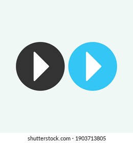 Icono del botón Reproducir en estilo plano de moda aislado en fondo gris. Reproducir símbolo para el diseño de tu sitio web, logotipo, aplicación, interfaz de usuario. Ilustración del vector