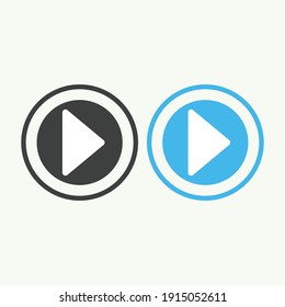 Icono del botón Reproducir en estilo plano de moda aislado en fondo gris. Reproducir símbolo para el diseño de tu sitio web, logotipo, aplicación, interfaz de usuario. Ilustración del vector, EPS10.