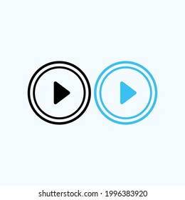 Icono del botón Reproducir en estilo plano de moda aislado en fondo gris. Reproducir símbolo para el diseño de tu sitio web, logotipo, aplicación, interfaz de usuario. Ilustración del vector
