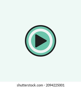 Icono del botón Reproducir en estilo plano de moda aislado en fondo gris. Reproducir símbolo para el diseño de tu sitio web, logotipo, aplicación, interfaz de usuario. Ilustración del vector, EPS10.