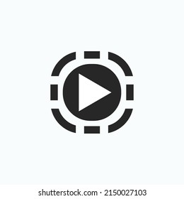 Icono del botón Reproducir en estilo plano de moda aislado en fondo gris. Reproducir símbolo para el diseño de tu sitio web, logotipo, aplicación, interfaz de usuario. Ilustración del vector