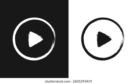 Play button icon vector. Distress black Play button icon