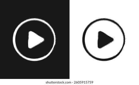 Play button icon vector. Distress black Play button icon