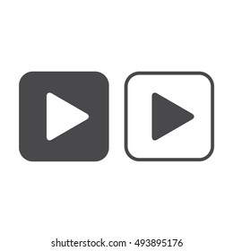 Play button icon vector. Gray and white