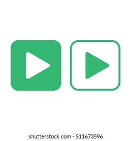 Play button icon vector. Green and white