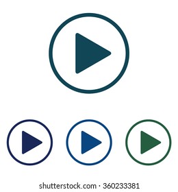 Play button icon Vector Illustration. Button in different colors