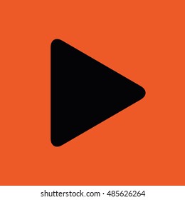 Play button icon vector. Orange background