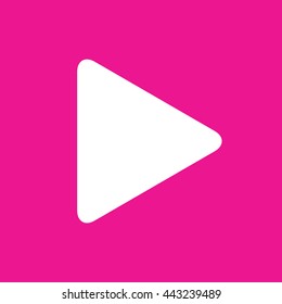 Play button icon vector. Pink background