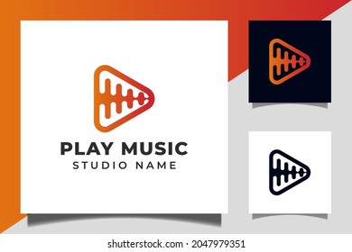play button icon vector with Pulse music player design for multimedia music studios logo template