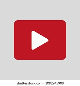 Play button icon vector. Red icon