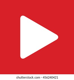 Play button icon vector. Red background