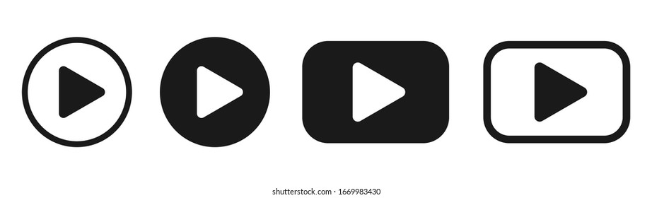 Play button icon vector set