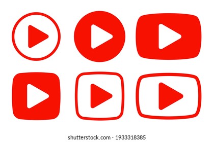 Play Button Icon Vector Set