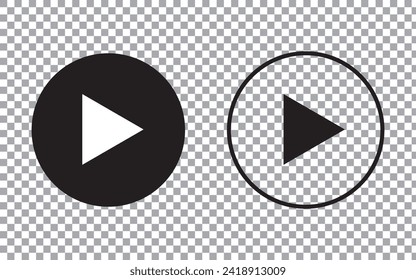 Play button icon vector set, video play button signs isolated in transparent background.