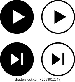 Play button icon vector set. play video audio icon media player symbols in flat style