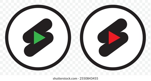 play button icon vector symbol. music video start sign. eps 10.