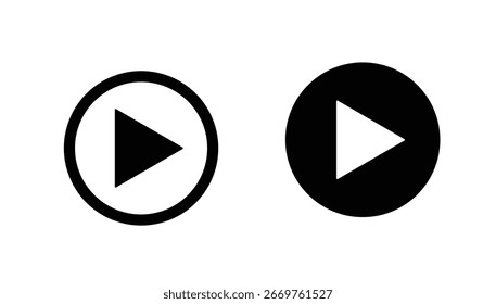 play button icon vector symbol. music video start sign.	