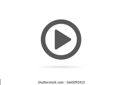 Play button icon vector in trendy flat style isolated on grey background.Play button icon vector symbol for your web site design, logo, app FlatPlay button icon vector button isolated.