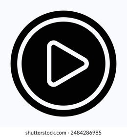 Play Button Icon, Video Player Vector Icon. Isolated Silhouette Vector Icon.
