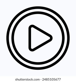 Play Button Icon, Video Player Vector Icon. Lineal Isolated Vector Icon.