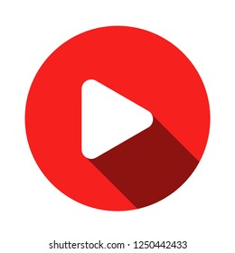 play button icon. video symbol. circle simple flat design.