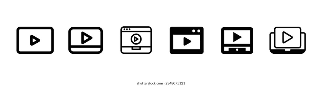 Icono del botón Reproducir, Icono del vector de vídeo, Icono del vector plano del botón Reproducir aislado en un fondo blanco. icono de película, signo de vídeo vectorial, símbolo de cine aislado