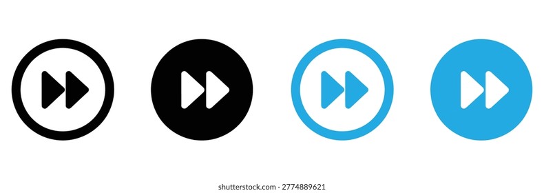 Play button icons in black and blue for video and music players