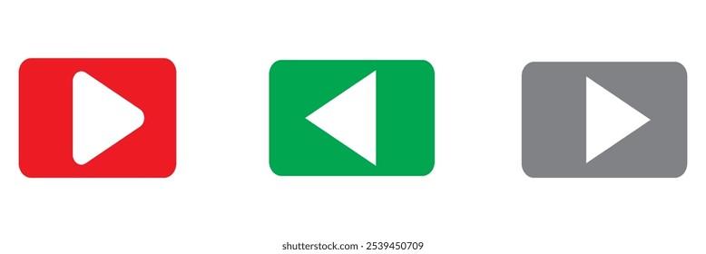 Ícones do botão Reproduzir. Conjunto de vídeos de reprodução de ícone. Círculo clique iniciar mídia, música, áudio, elementos de interface multimídia. design eps 10