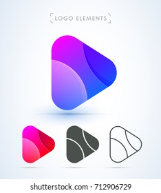 Play button icons. Logo collection for music and video player. Material design