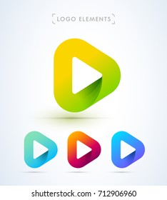 Play button icons. Logo collection for music and video player. Material design