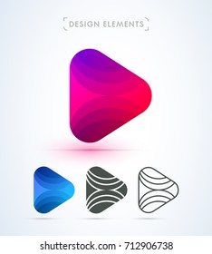 Play button icons. Logo design collection for music and video player. Multimedia signs