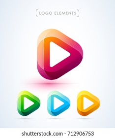 Play button icons. Logo design collection for music and video player. Multimedia signs