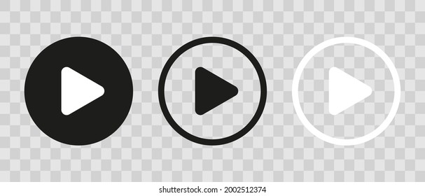 Play button icons on transparent backdrop. Digita webl vector