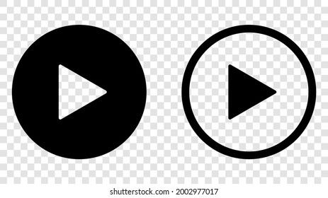 Play button icons on transparent backdrop. Line art style