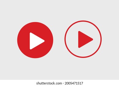 Play Button Icons On Transparent Backdrop. Vector Icon Red Play