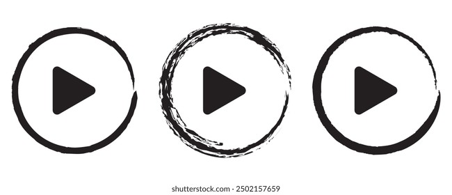 Play button icons on transparent backdrop. Digita webl vector illustration