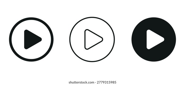 Play button icons on transparent backdrop. Digita webl vector

