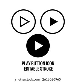 Play Button Icons Pack Black with White Background Flat Design Vector Illustration