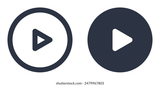 Play button icons set designed in filled, outline, line and stroke style