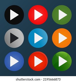 Play Button Icons Set For Graphic Design. Vector Illustration. Easy Editable Stroke. EPS 10.