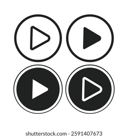 Play Button Icons Set Minimalist Media Control Symbols for Digital Interfaces