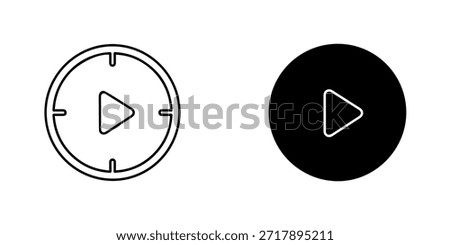 Play button icons set, outline and filled versions, isolated on